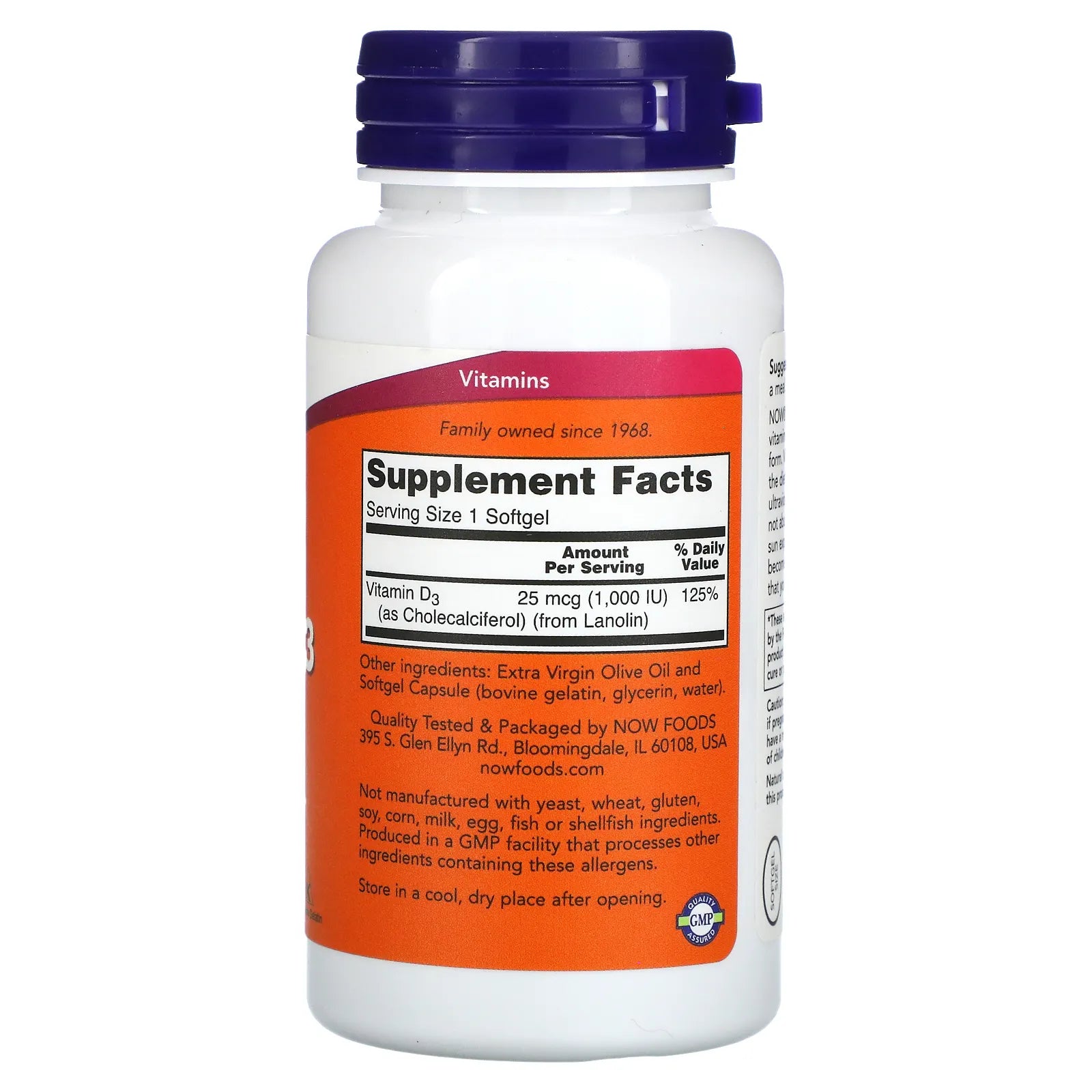 NOW HIGH POTENCY VITAMIN D3 1000IU SOFTGEL 180s