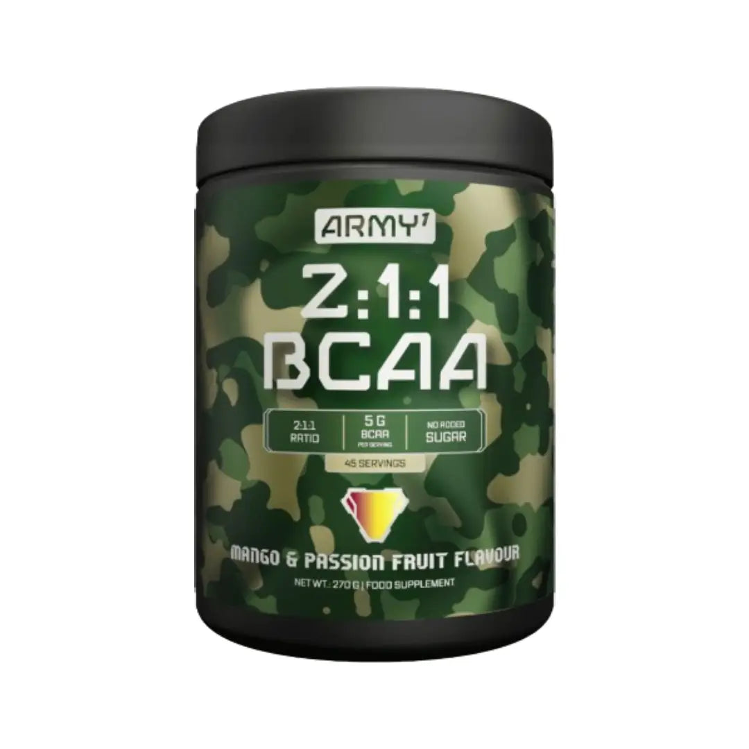 Army 1 BCAA 211 Mango & Passion Fruit Flavour 270G 45 Servings