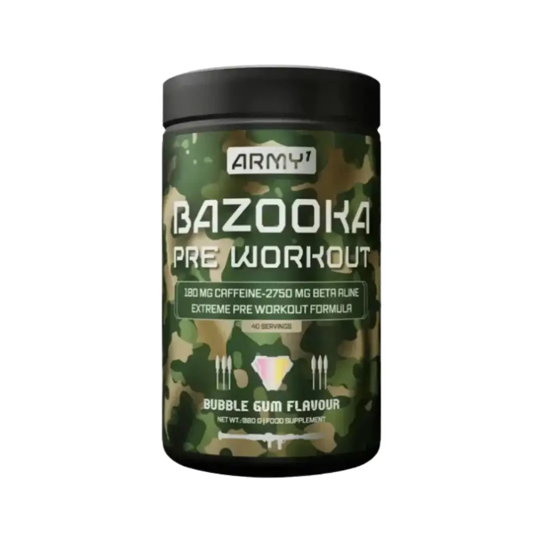 Army 1 Bazooka Pre Workout 380G Bubble Gum Flavour - 40 Servings