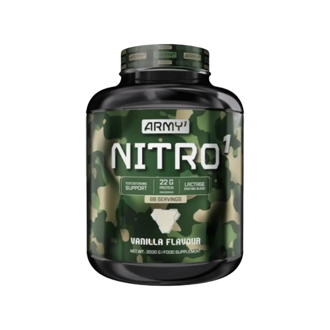 Army 1 Nitro Whey Protein Powder 2000g Vanilla Flavour 66 Servings