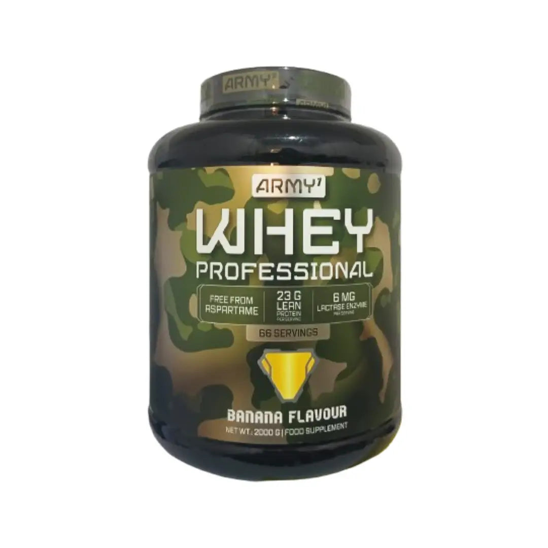 Army 1 Whey Professional Protein Powder 2000g Banana Flavour - 66 Servings