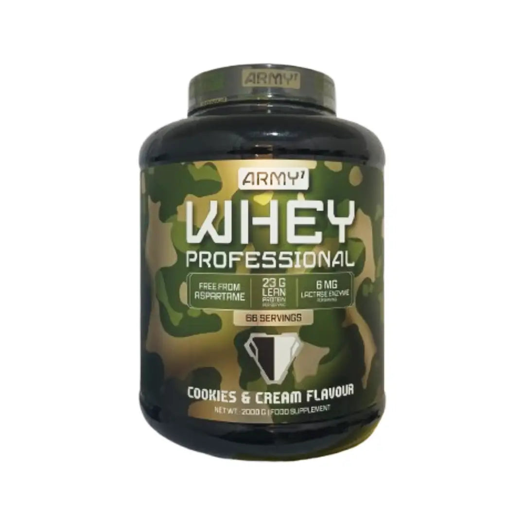 Army 1 Whey Professional Protein Powder 2000g Cookies & Cream Flavour - 66 Servings