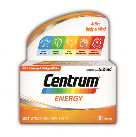 Centrum Energy Multivitamin 30s – Ginseng & Ginkgo