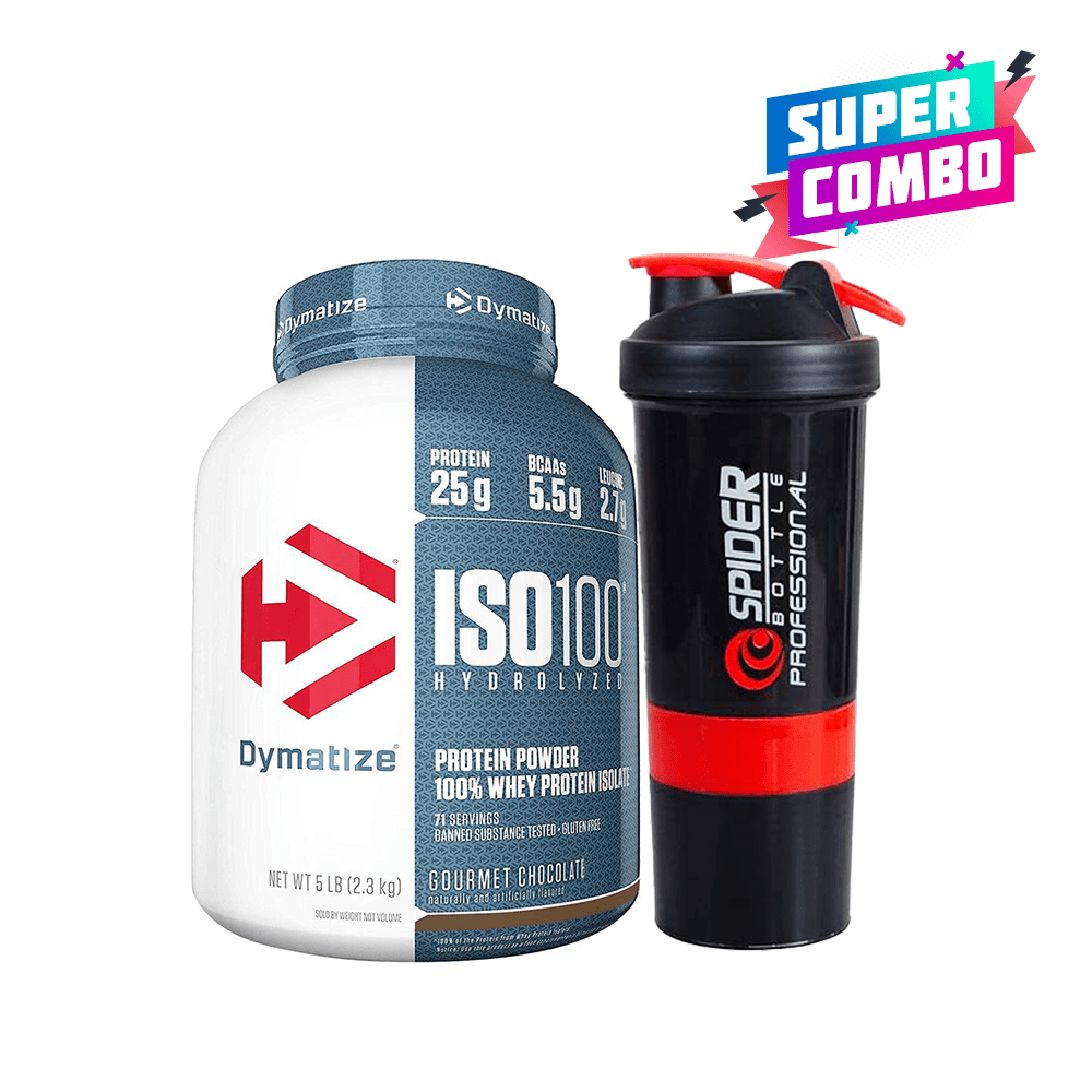 Super Combo Offer: Dymatize ISO100 Whey Protein Isolate 5lb Gourmet Chocolate + Free Shaker