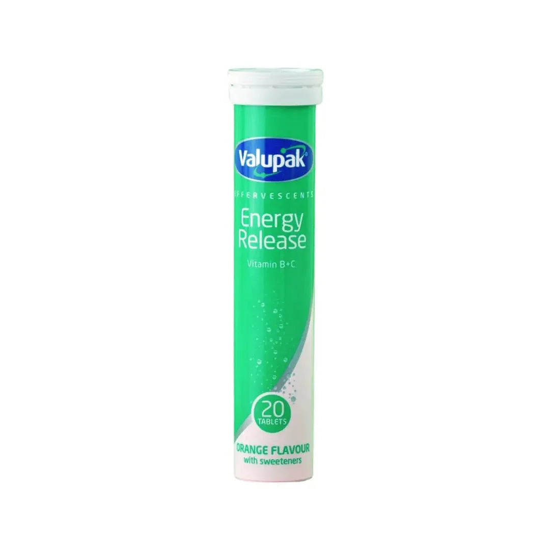 Valupak Energy Release Vitamin B+C Effervescent Tab Orange 20s