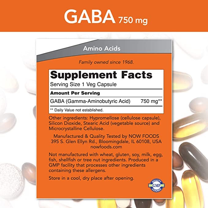 NOW GABA 750MG CAP 100s