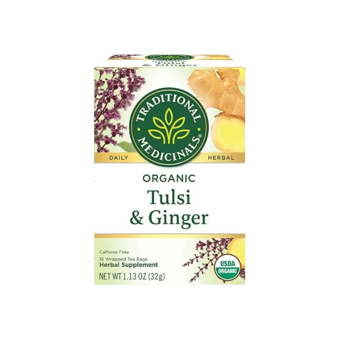Traditional Medicinals شاي التولسي والزنجبيل العضوي 16 كيسًا
