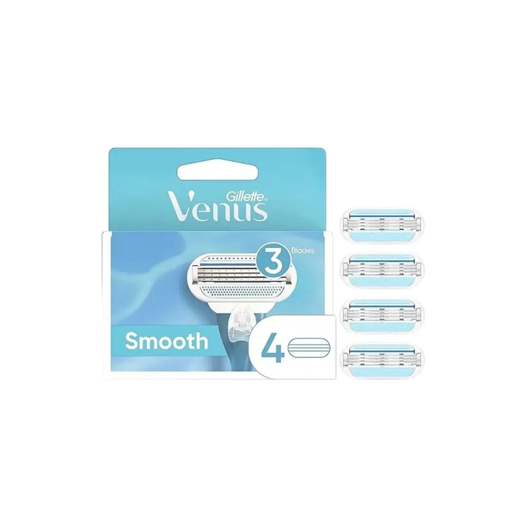Gillette Venus Smooth Close & Clean 3 شفرات، عبوة من 4 قطع