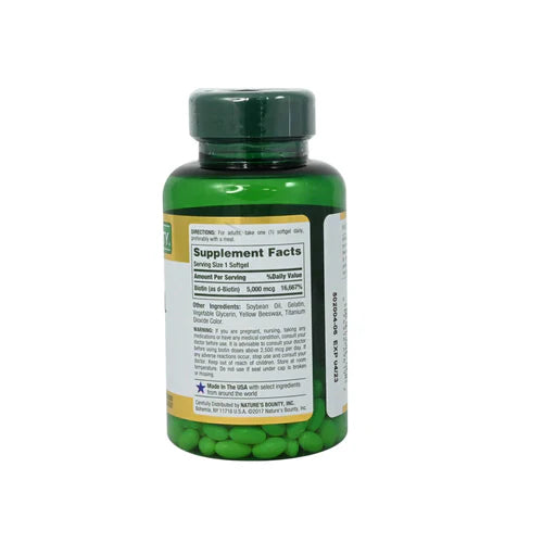 NATURES BOUNTY BIOTIN 5000MCG SOFTGEL 150s
