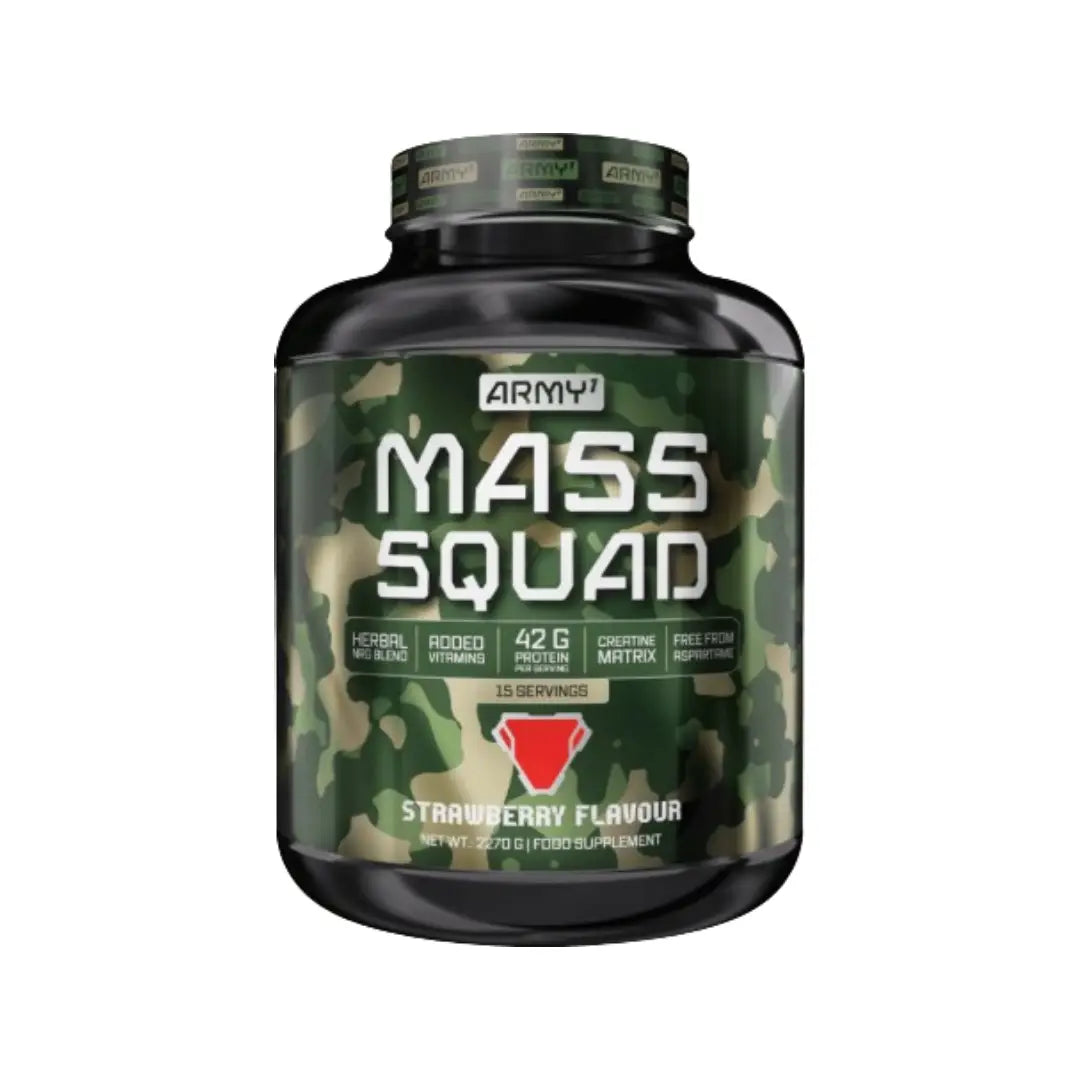 Army 1 Mass Squad Weight Gainer 2270g Strawberry Flavour - 15 Servings