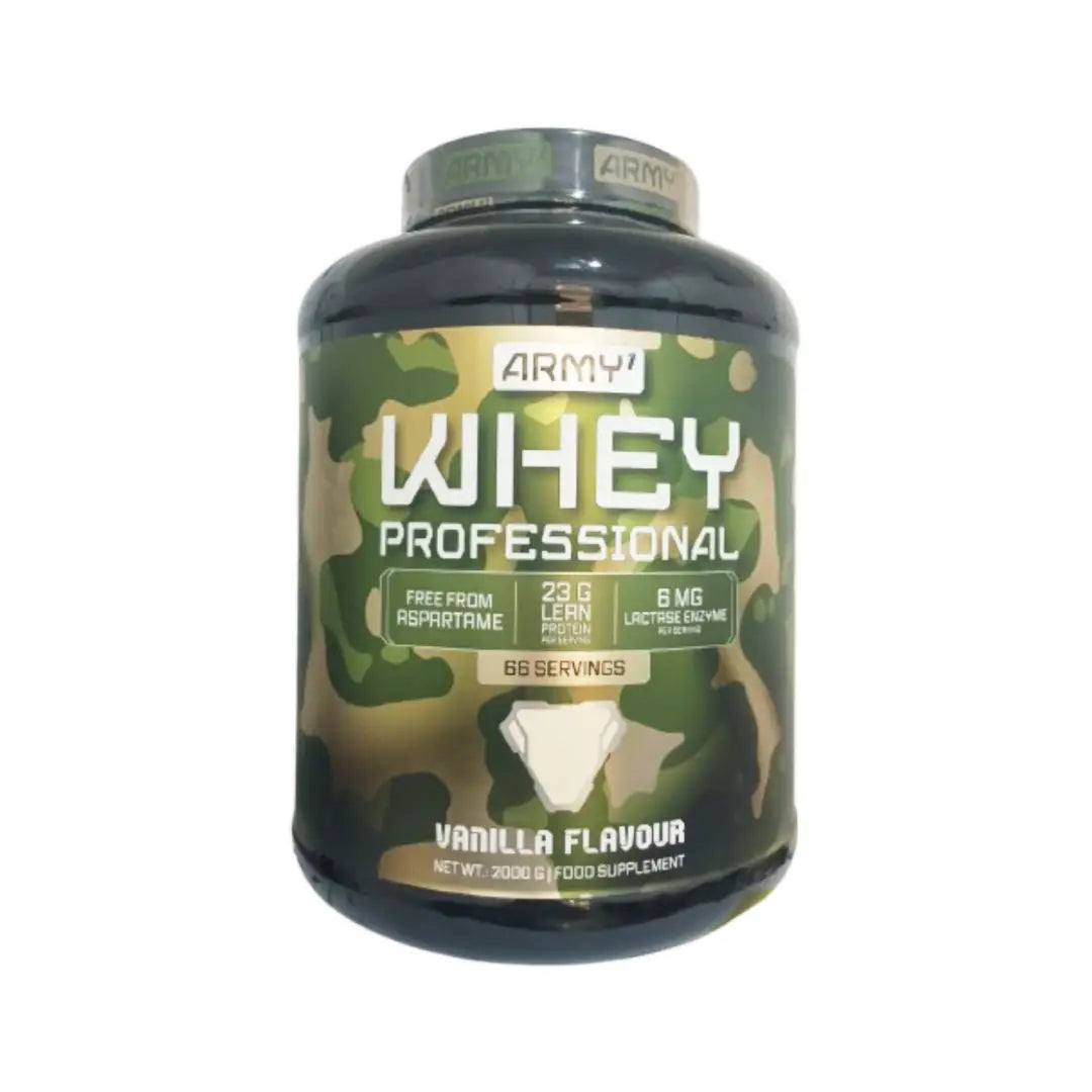 Army 1 Whey Professional Protein Powder 2000g Vanilla Flavour 66 Servings