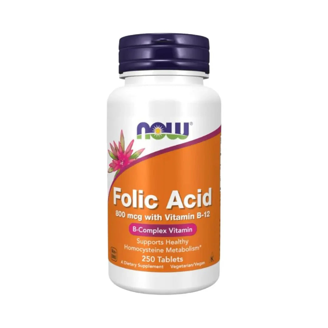 NOW Folic Acid 800mcg with Vitamin B12 Tablets 250s