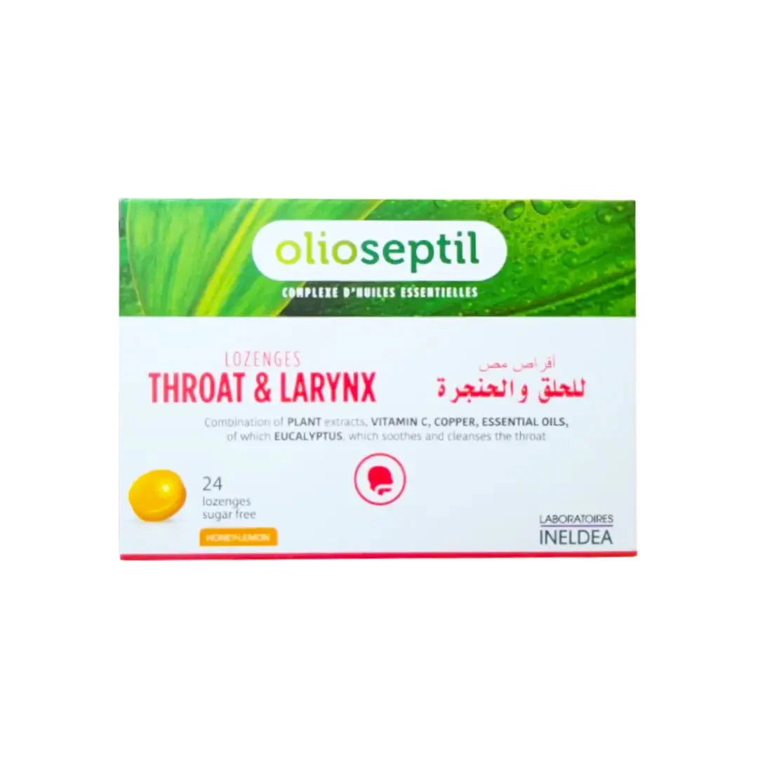 Olioseptil Throat & Larynx Honey Lemon Lozenges 24s