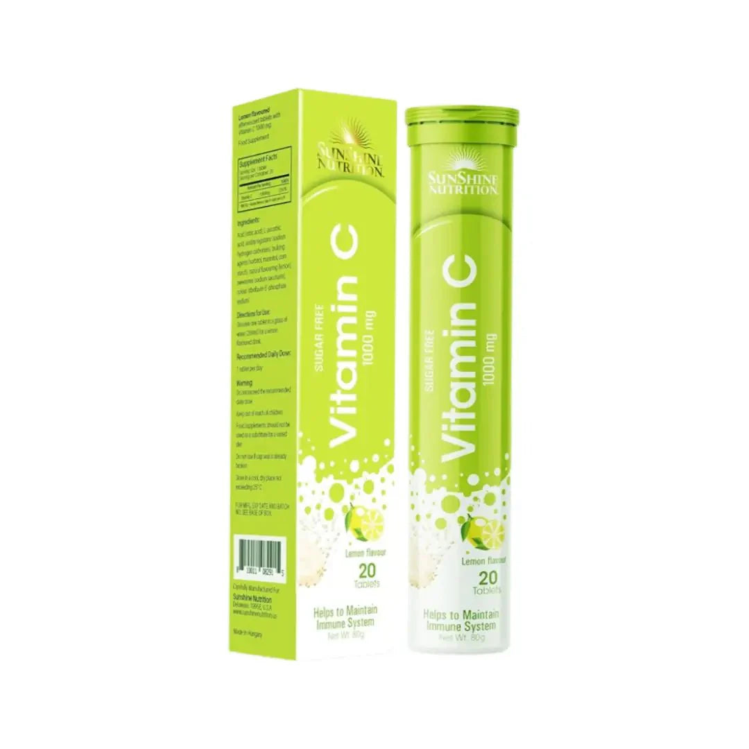 Sunshine Nutrition Vitamin C 1000mg Lemon Sugar Free Effervescent Tab 20s