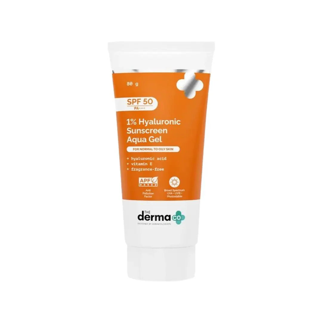 The Derma Co 1% Hyaluronic Sunscreen Aqua Gel SPF50 80g